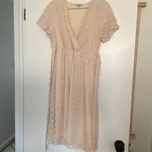 Polagram Tan Flutter Sleeve Midi Dress